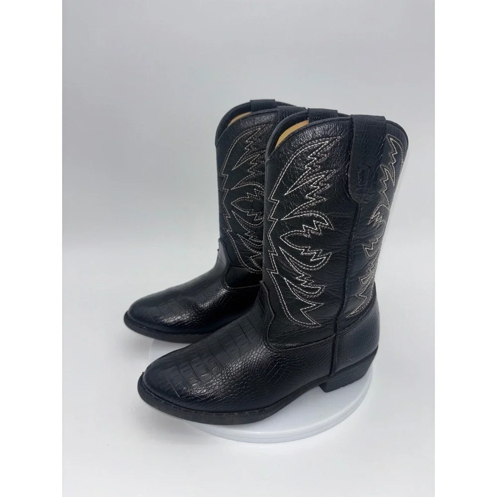 SMARTFIT Black Cowboy Boots Western Cowgirl Kid Croc Crocodile Toddler Little 13